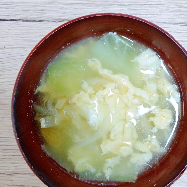 キャベツ、玉ねぎのふわふわ玉子スープ